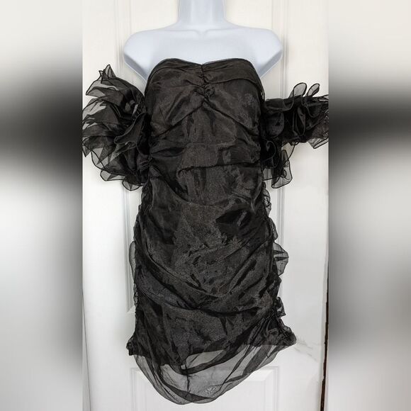 Shero New Formal Black Cocktail Mini Dress Size Large - Picture 2 of 5